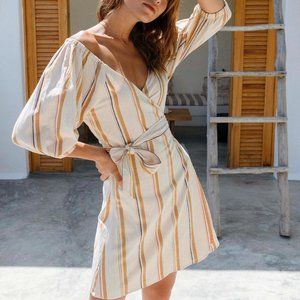 BILLABONG Best Dressed Striped Wrap Dress